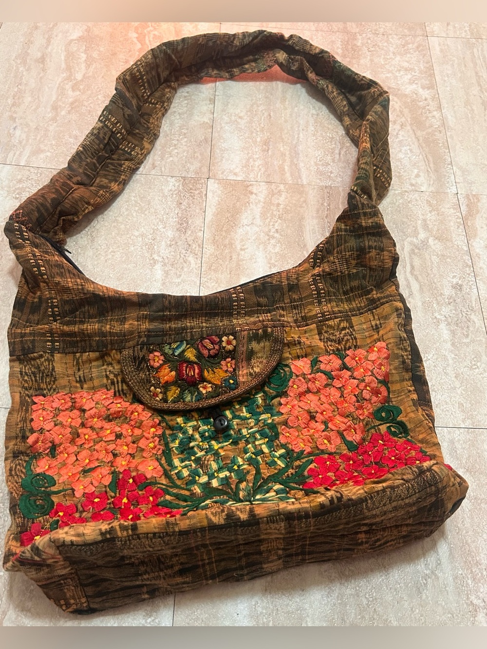 Floral Embroidery Crossbody Bag